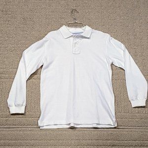 NWT GAP Kids Polo Shirt Long Sleeve 100% Cotton Solid White Button Up Size XL